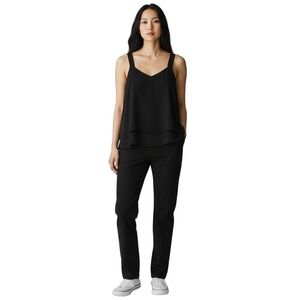 Banana Republic Black Layered Tank Top Sleeveless Casual Blouse Medium‎